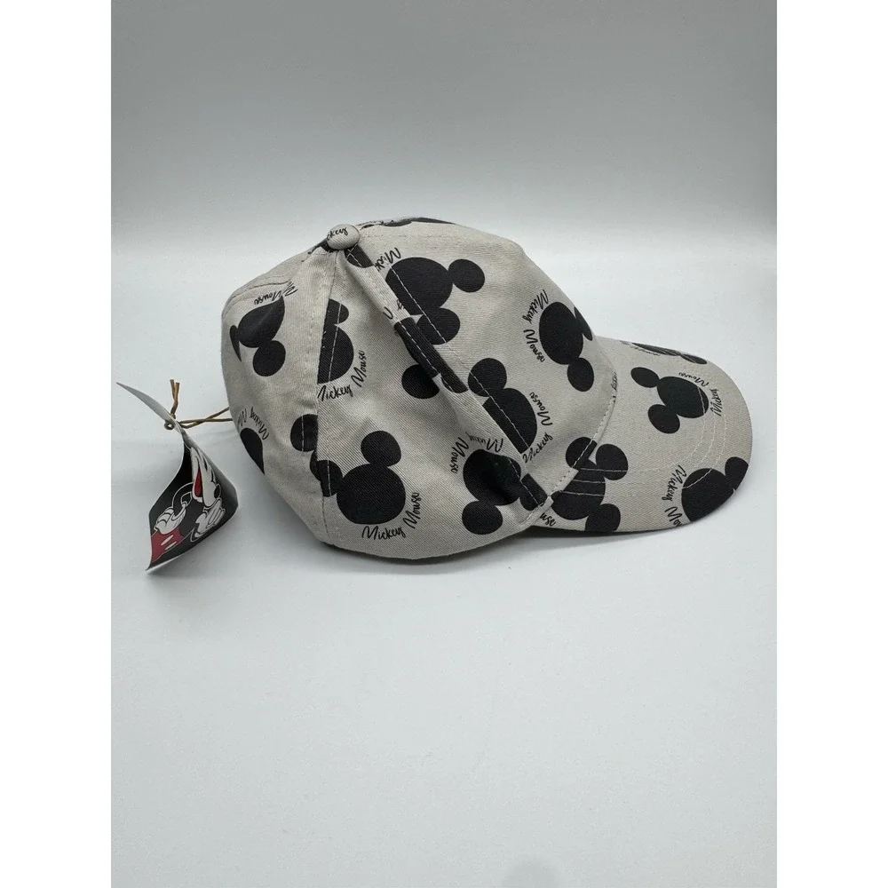 Disney Mickey Mouse Hat Cap Strap Back Gray Black Allover Print Baseball Mens